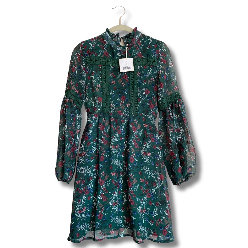 Emerald Green Flower Print Dress